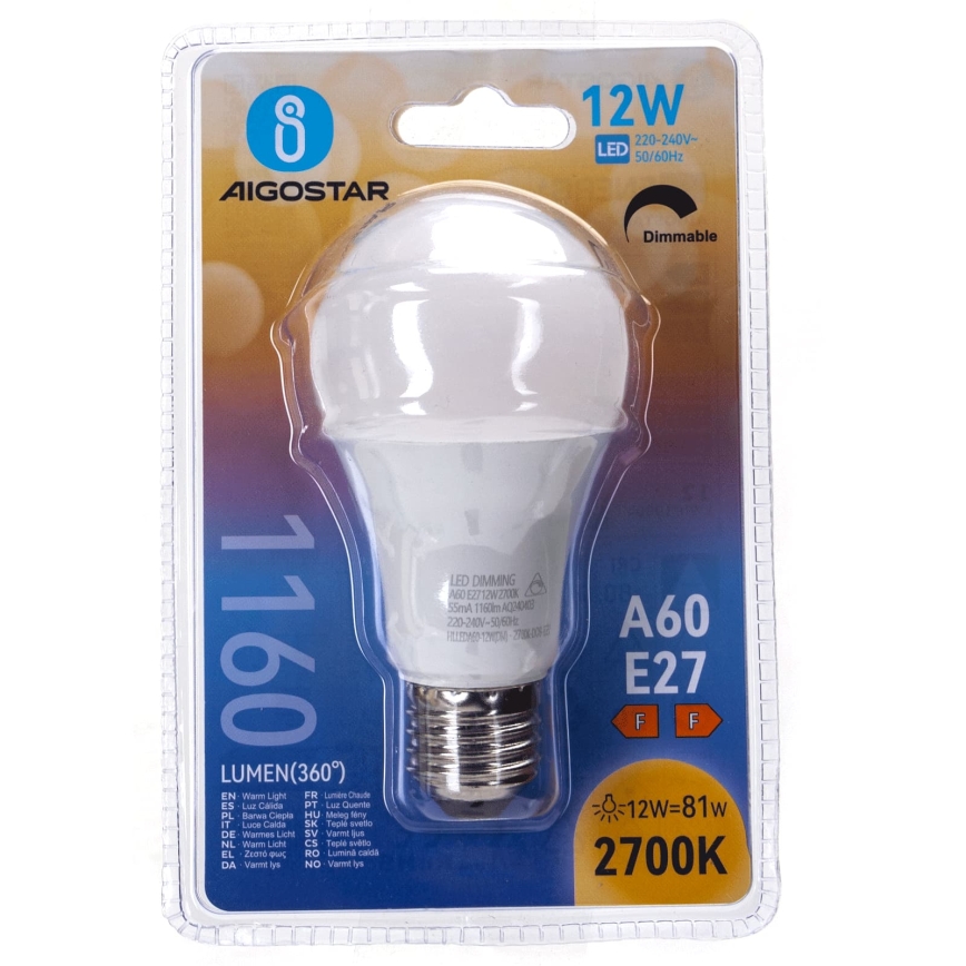 Ściemnialna żarówka LED A60 E27/12W/230V 2700K - Aigostar