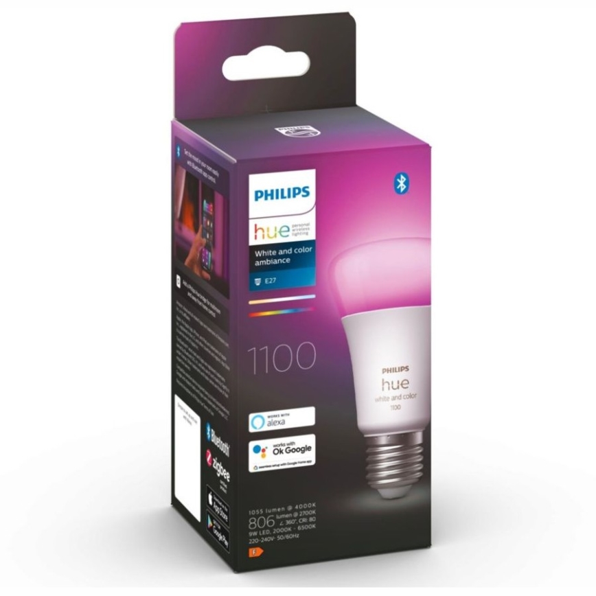 Ściemnialna żarówka LED Philips Hue White And Color Ambiance A60 E27/9W/230V 2000-6500K