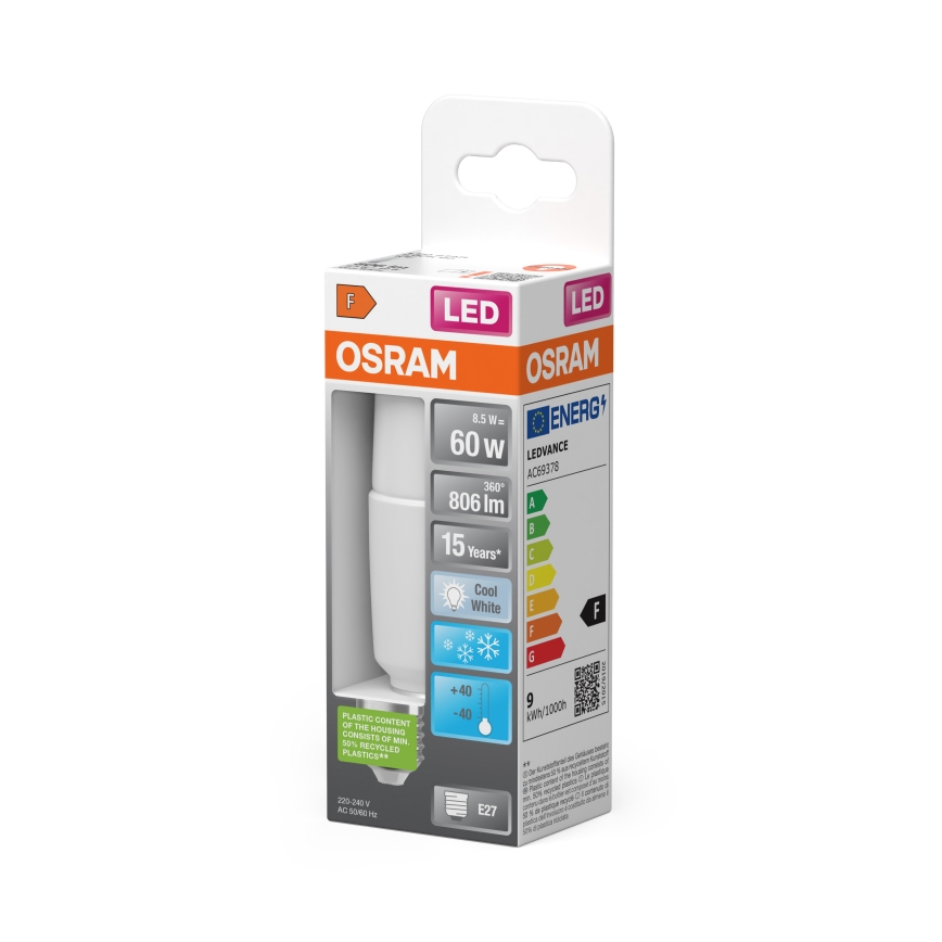 Ściemnialna żarówka LED STICK E27/8,5W/230V 4000K - Osram