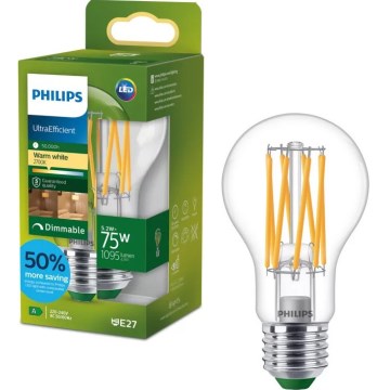 Ściemnialna żarówka LED ULTRAEFFICIENT VINTAGE Philips A60 E27/5,2W/230V 2700K