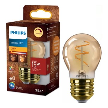 Ściemnialna żarówka LED VINTAGE Philips P45 E27/2,7W/230V 1800K