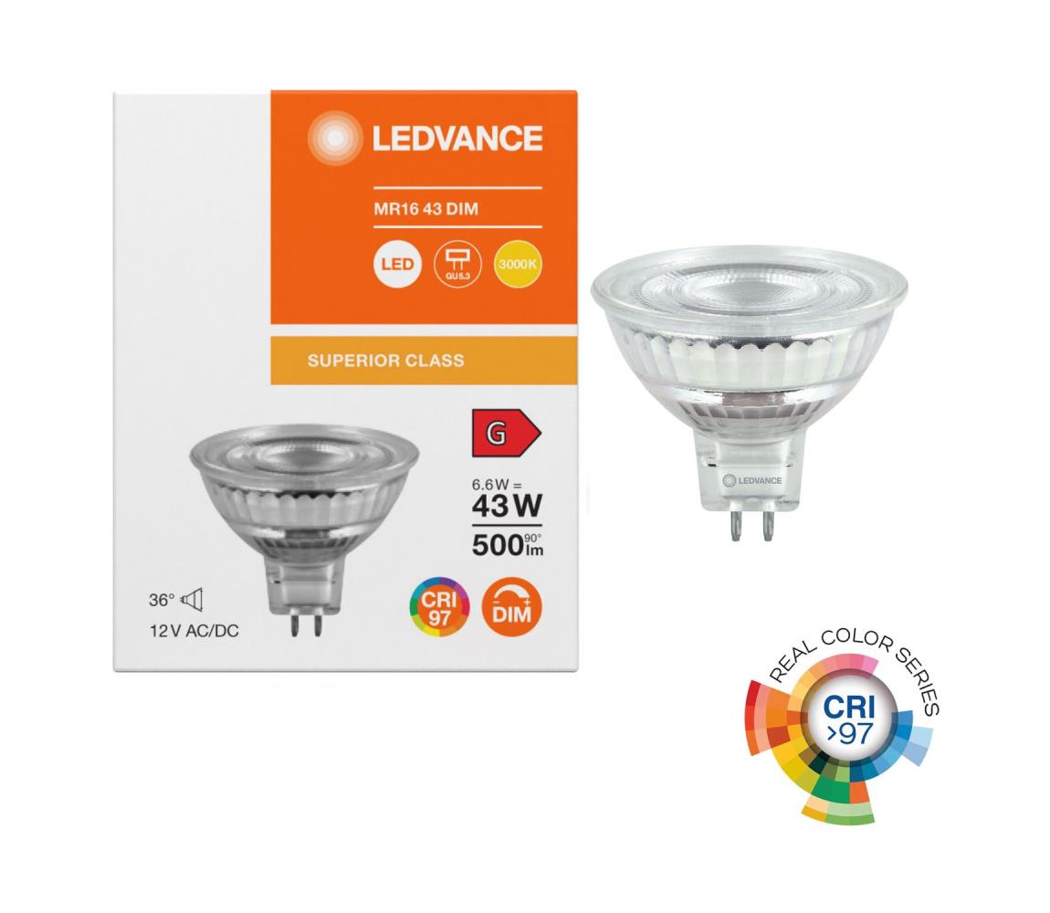 Ściemnialna żarówka reflektorowa LED MR16 GU5,3/6,6W/12V 3000K 36° CRI 97 - Ledvance