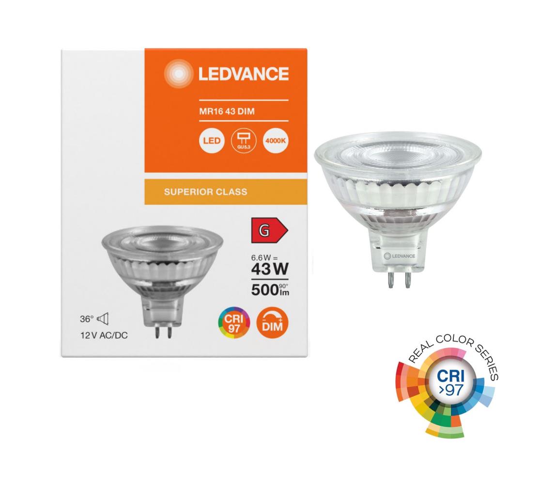 Ściemnialna żarówka reflektorowa LED MR16 GU5,3/6,6W/12V 4000K 36° CRI 97 - Ledvance