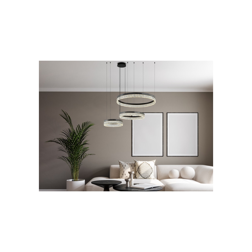 Ściemnialny kryształowy żyrandol LED na lince THALIA LED/120W/230V 3000-6000K + pilot zdalnego sterowania