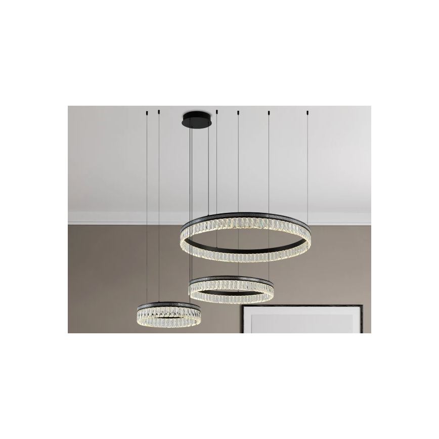 Ściemnialny kryształowy żyrandol LED na lince THALIA LED/120W/230V 3000-6000K + pilot zdalnego sterowania