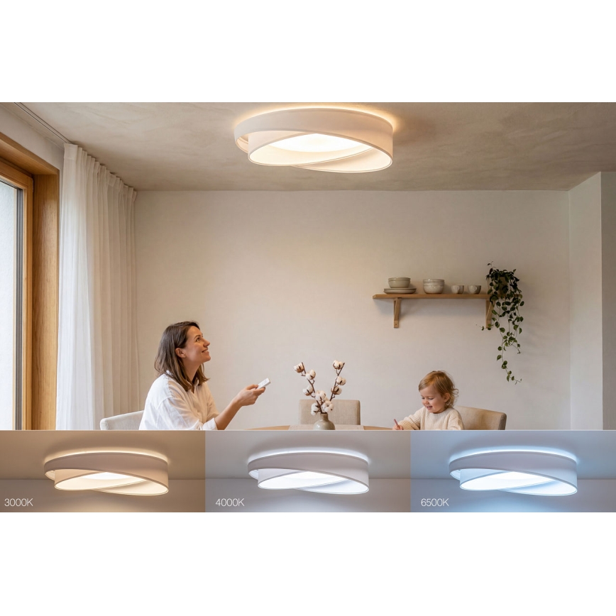 Ściemnialna oprawa sufitowa LED SMART GALAXY MODERN LED/24W/230V 3000-6500K śr. 55 cm biała + pilot zdalnego sterowania