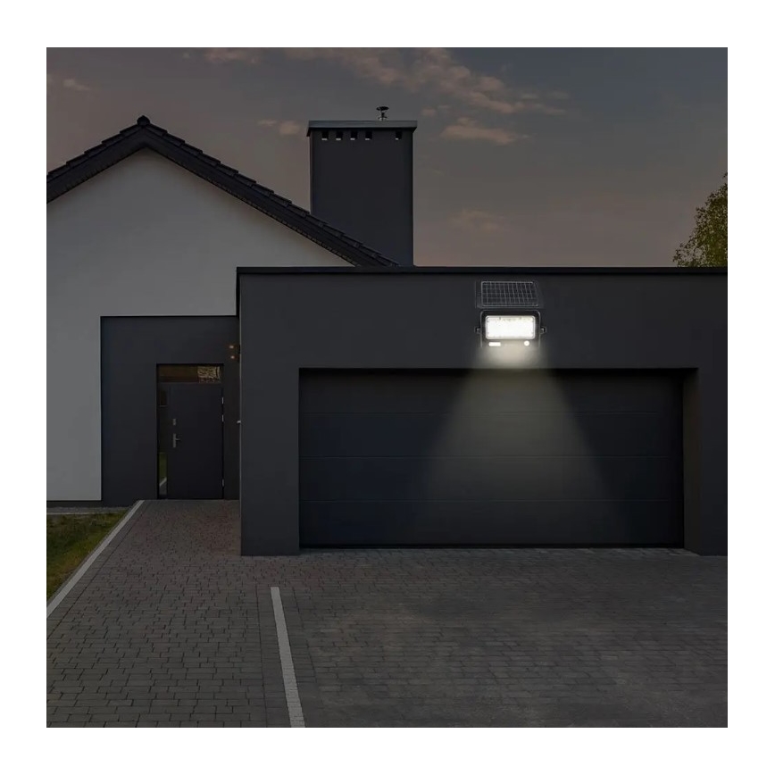 Ściemnialny solarny reflektor LED z czujnikiem LED/10W/3,7V 4000K IP65 7200 mAh + port USB