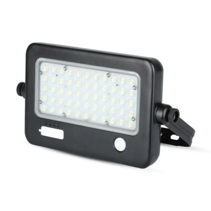Ściemnialny solarny reflektor LED z czujnikiem LED/10W/3,7V 4000K IP65 7200 mAh + port USB