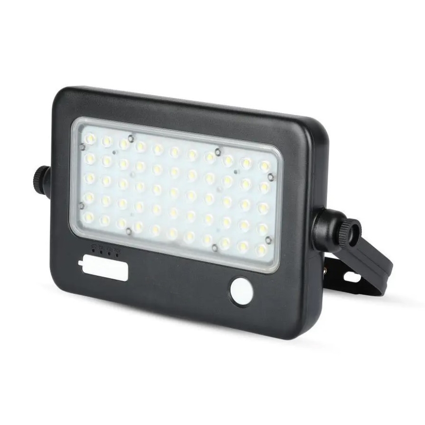 Ściemnialny solarny reflektor LED z czujnikiem LED/10W/3,7V 4000K IP65 7200 mAh + port USB