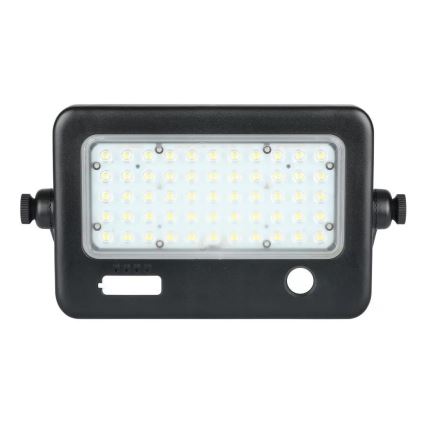 Ściemnialny solarny reflektor LED z czujnikiem LED/10W/3,7V 4000K IP65 7200 mAh + port USB