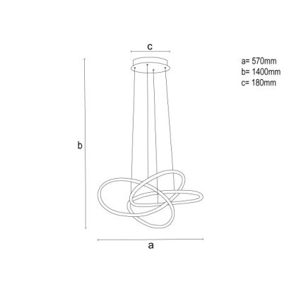 Ściemnialny żyrandol LED na lince LED/95W/230V 3000-6500K śr. 57 cm + pilot zdalnego sterowania