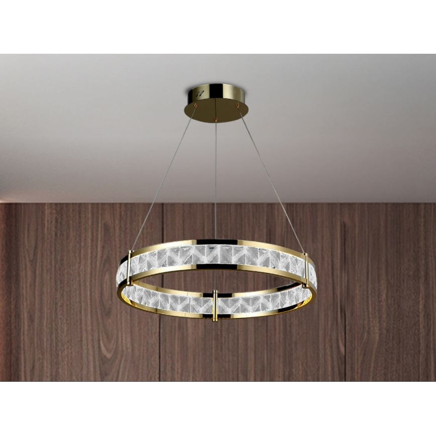 Ściemnialny kryształowy żyrandol LED na przewodzie ENRIQUE LED/40W//230V 3000-6000K, średnica 60 cm + pilot zdalnego sterowania