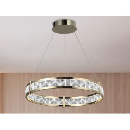 Ściemnialny kryształowy żyrandol na lince ENRIQUE LED/55W//230V 3000-6000K śr. 80 cm + pilot