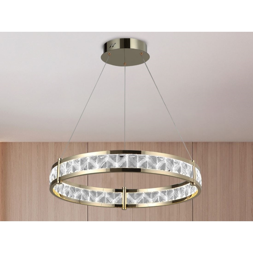 Ściemnialny kryształowy żyrandol na lince ENRIQUE LED/55W//230V 3000-6000K śr. 80 cm + pilot