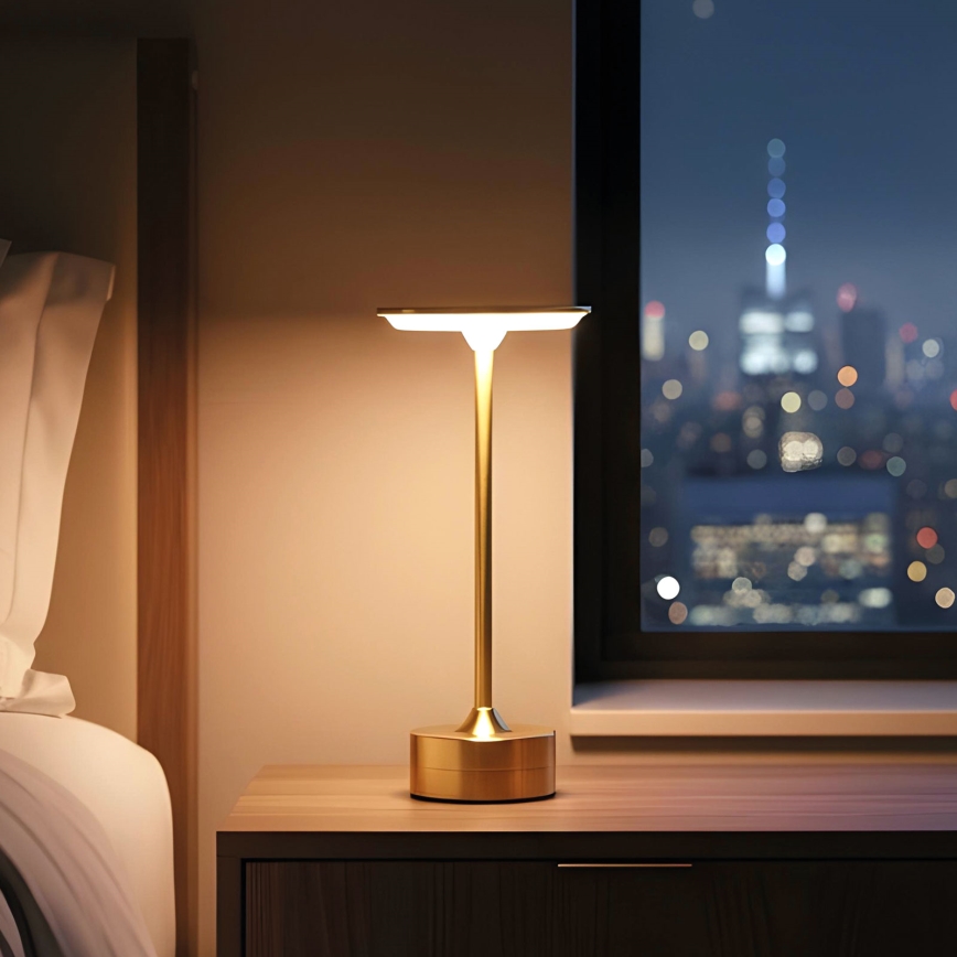 Ładowalna, ściemniana lampka biurkowa LED NEW YORK LED/1,8W/5V 2700K/4000K/6500K 1200 mAh złota