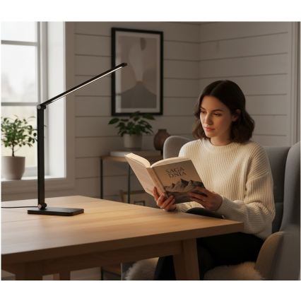 LED Ściemniana lampa biurkowa z bezprzewodowym ładowaniem QI NOBLITE Q LED/7W/230V 3000/4000/6500K czarna