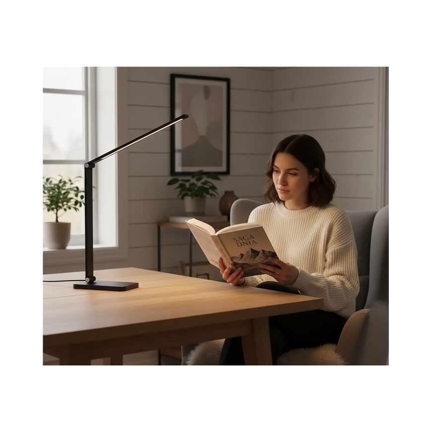 LED Ściemniana lampa biurkowa z bezprzewodowym ładowaniem QI NOBLITE Q LED/7W/230V 3000/4000/6500K czarna