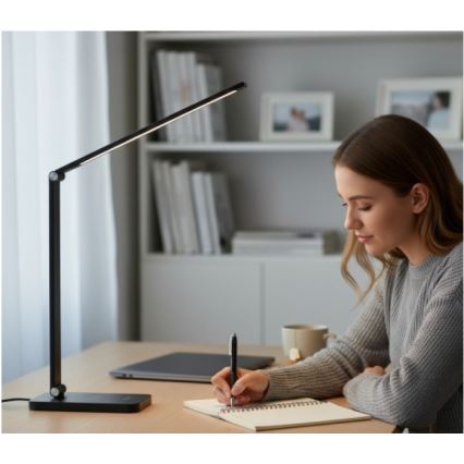 LED Ściemniana lampa biurkowa z bezprzewodowym ładowaniem QI NOBLITE Q LED/7W/230V 3000/4000/6500K czarna
