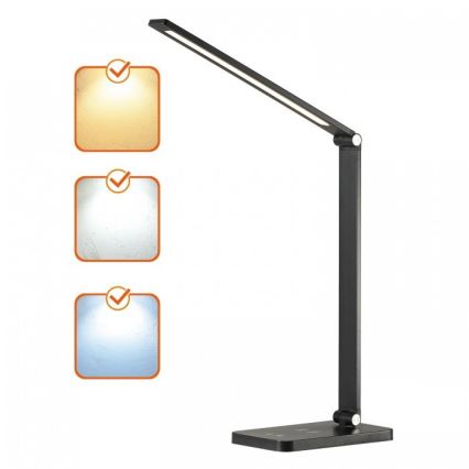 LED Ściemniana lampa biurkowa z bezprzewodowym ładowaniem QI NOBLITE Q LED/7W/230V 3000/4000/6500K czarna