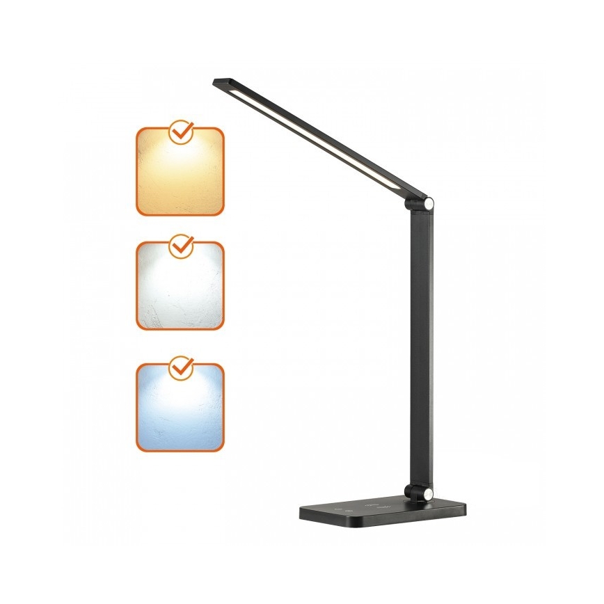 LED Ściemniana lampa biurkowa z bezprzewodowym ładowaniem QI NOBLITE Q LED/7W/230V 3000/4000/6500K czarna