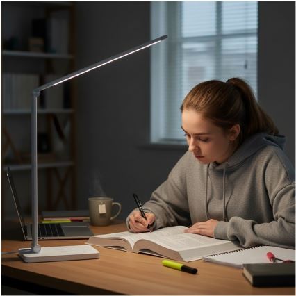 LED ściemniana lampka biurkowa z ładowaniem bezprzewodowym NOBLITE Q LED/7W/230V 3000/4000/6500K biała