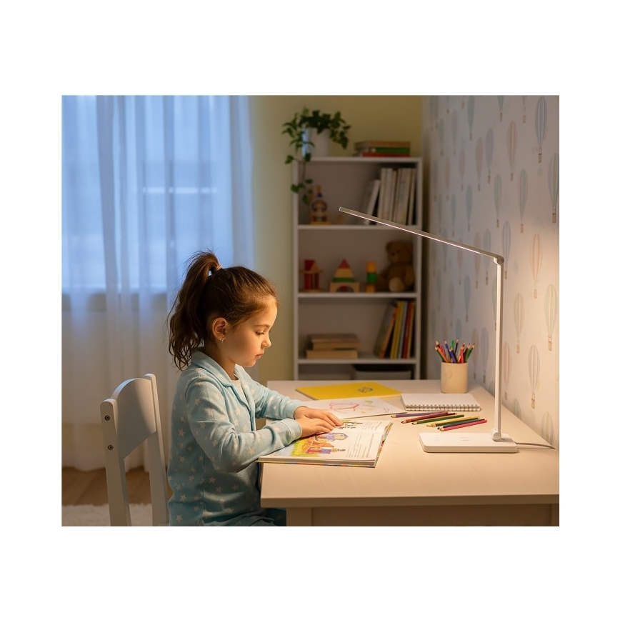 LED ściemniana lampka biurkowa z ładowaniem bezprzewodowym NOBLITE Q LED/7W/230V 3000/4000/6500K biała