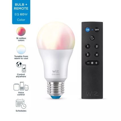 Ściemniana żarówka LED RGBW A60 E27/8,5W/230V 2200-6500K  CRI 90 Wi-Fi + pilot zdalnego sterowania - WiZ