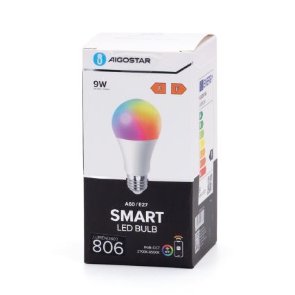 Ściemniana żarówka LED RGBW A60 E27/9W/230V 2700-6500K Wi-Fi - Aigostar