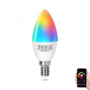 Ściemniana żarówka LED RGBW C37 E14/5W/230V 3000-6500K Wi-Fi - Aigostar