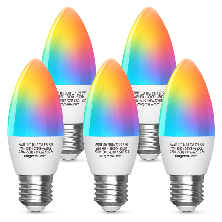Ściemniana żarówka LED RGBW C37 E27/5W/230V 3000-6500K Wi-Fi - Aigostar