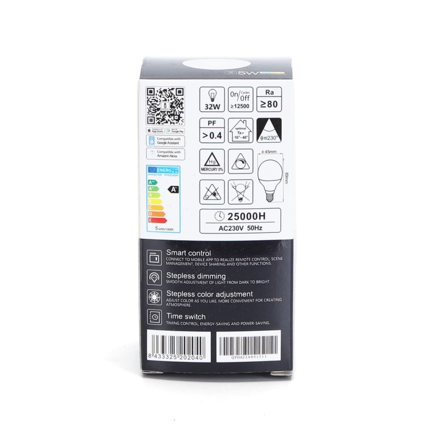 Ściemniana żarówka LED RGBW G45 E14/5W/230V 3000-6500K Wi-Fi - Aigostar