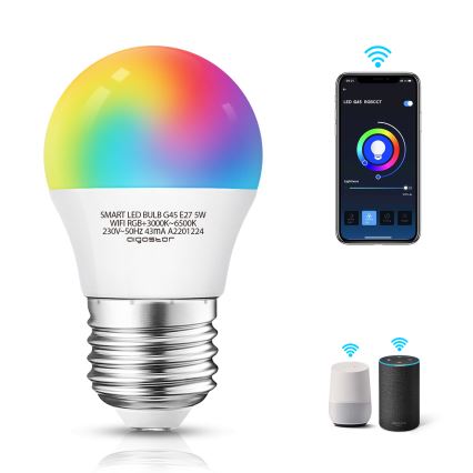 Ściemniana żarówka LED RGBW G45 E27/5W/230V 3000-6500K Wi-Fi - Aigostar