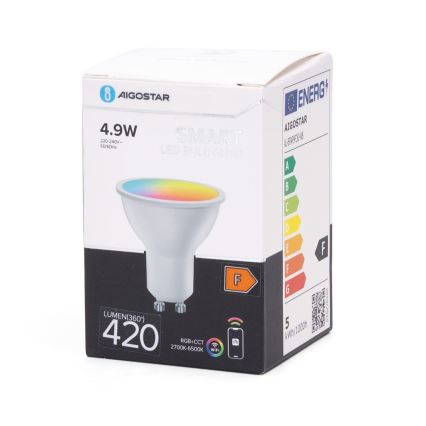 Ściemniana żarówka LED RGBW GU10/4,9W/230V 2700-6500K Wi-Fi - Aigostar