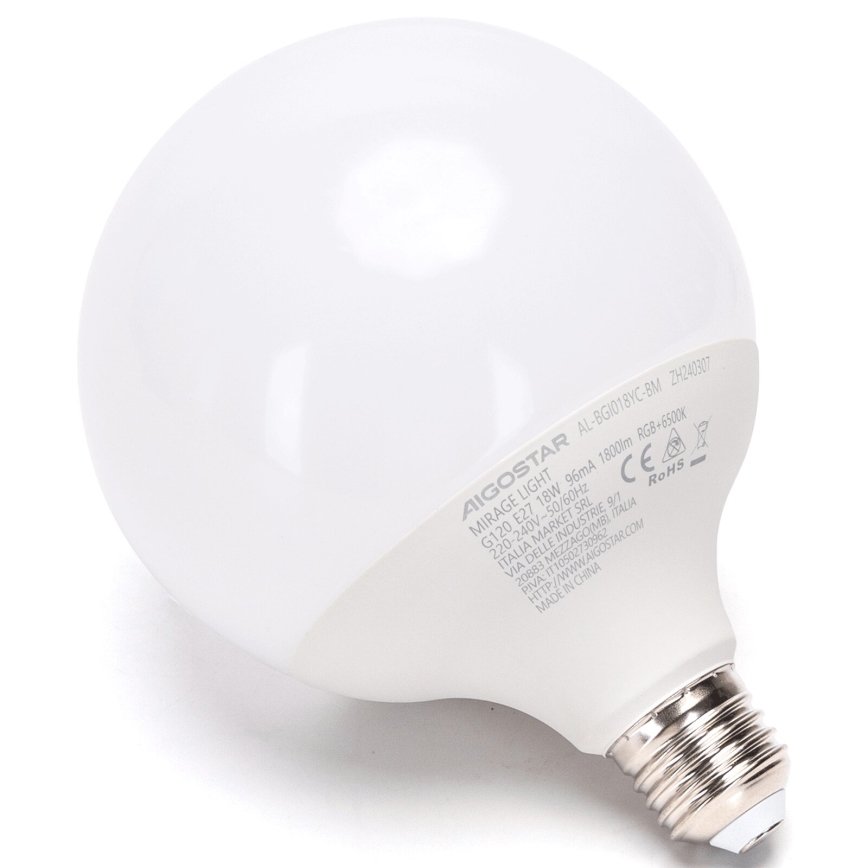 Ściemniana żarówka LED RGBW MESH G120 E27/18W/230V 6500K + pilot zdalnego sterowania - Aigostar