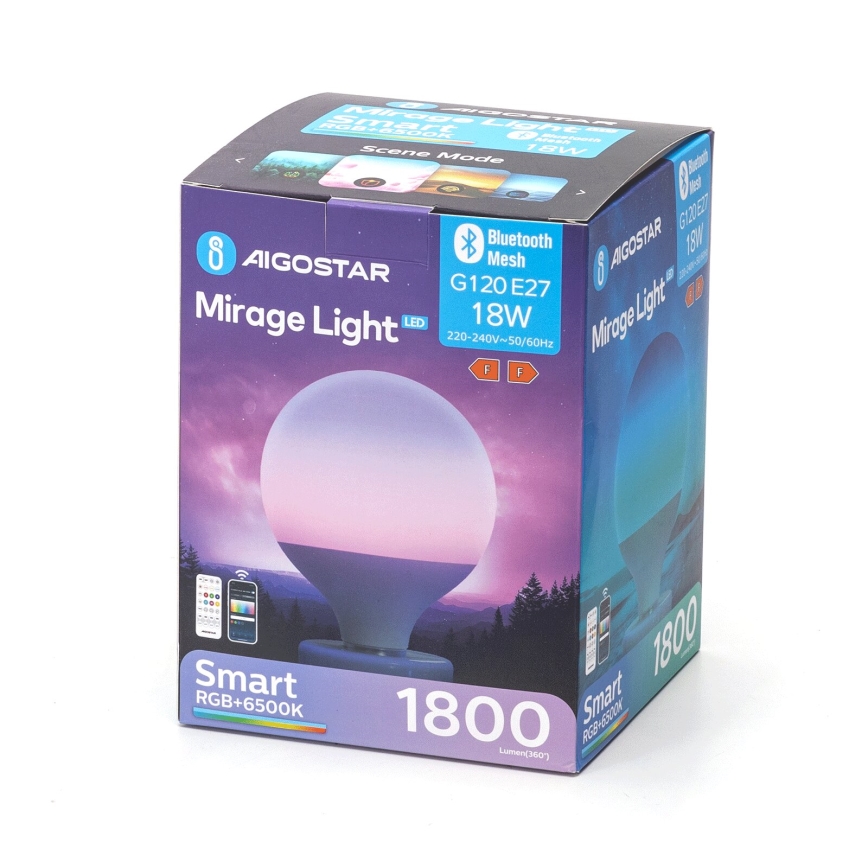 Ściemniana żarówka LED RGBW MESH G120 E27/18W/230V 6500K + pilot zdalnego sterowania - Aigostar