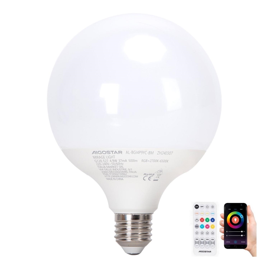 Ściemniana żarówka LED RGBW MESH G120 E27/4,9W/230V 2700-6500K + pilot zdalnego sterowania - Aigostar