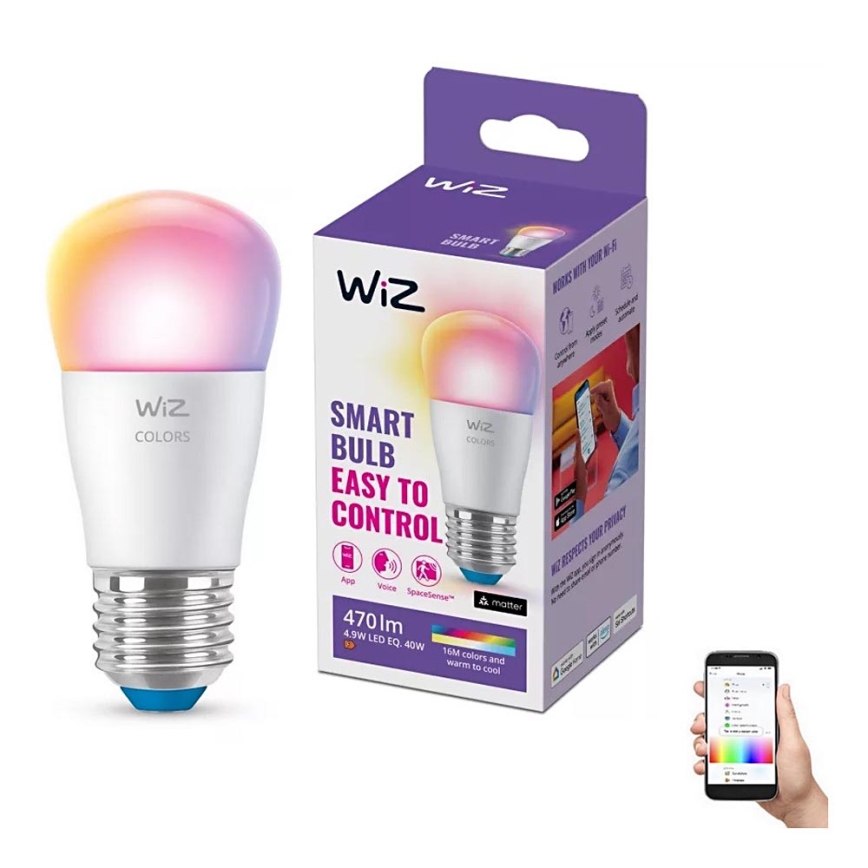 Ściemniana żarówka LED RGBW P45 E27/4,9W/230V 2200-6500K CRI 90 Wi-Fi - WiZ