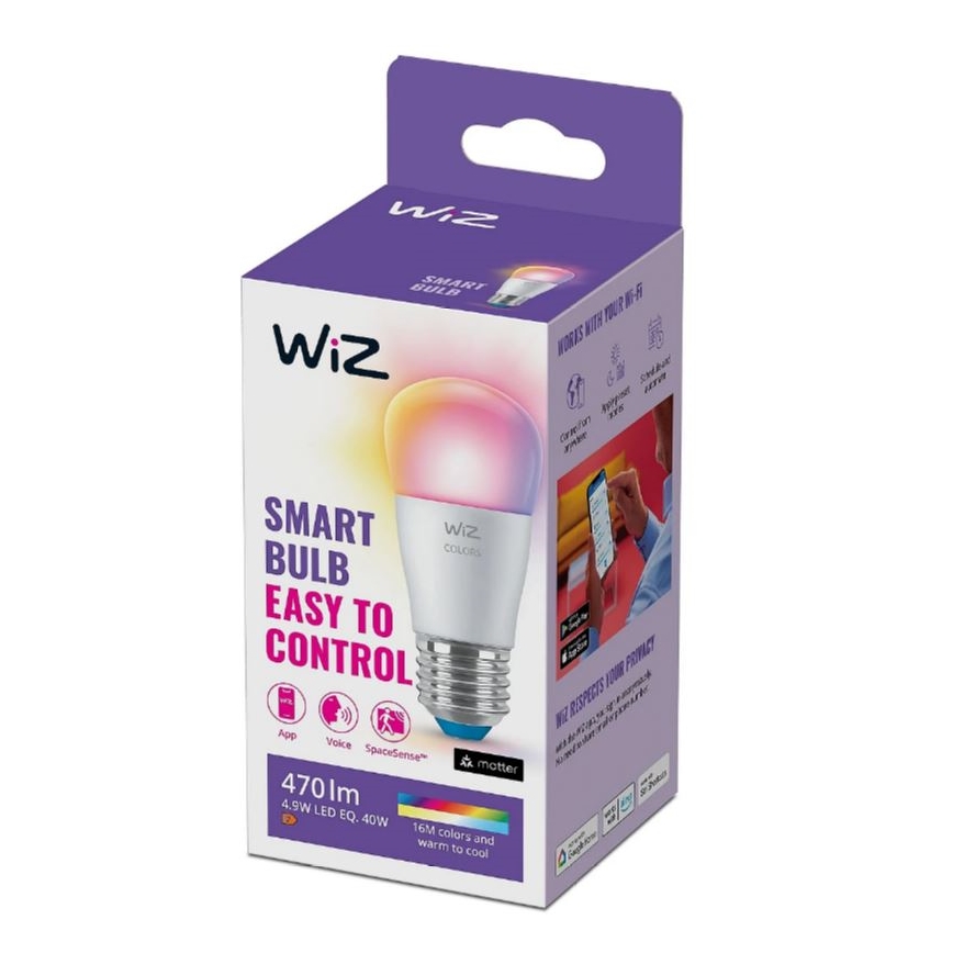 Ściemniana żarówka LED RGBW P45 E27/4,9W/230V 2200-6500K CRI 90 Wi-Fi - WiZ
