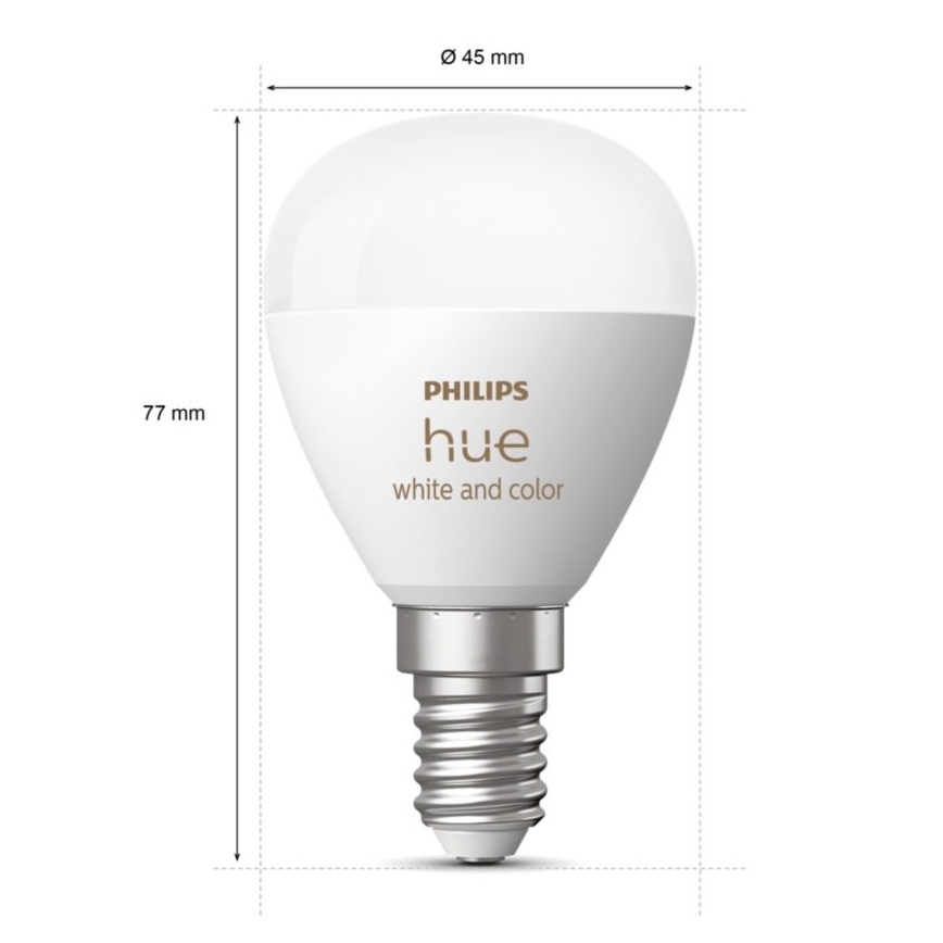 Ściemniana żarówka LED RGBW Philips Hue White And Color Ambiance P45 E14/5,1W/230V 2000-6500K