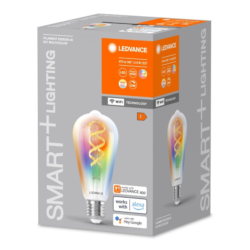 Ściemniana żarówka LED RGBW SMART+ FILAMENT EDISON ST64 E27/4,8W/230V 2700-6500K Wi-Fi - Ledvance