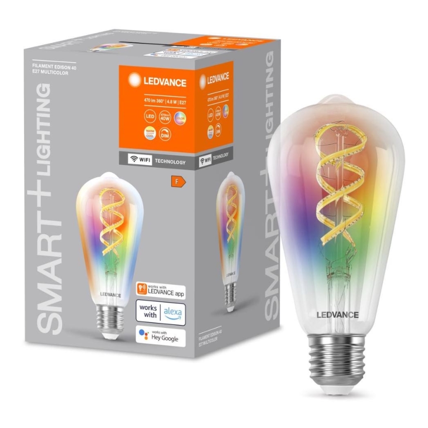 Ściemniana żarówka LED RGBW SMART+ FILAMENT EDISON ST64 E27/4,8W/230V 2700-6500K Wi-Fi - Ledvance