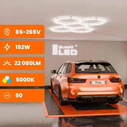 Ściemnialna lampa sufitowa LED HEXAGON LED/192W/85-265V 5000K 160x221 cm CRI 90 IP54 biała