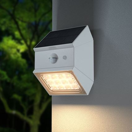 Solarny kinkiet LED z czujnikiem LED/2,5W/3,7V 3000/4000/6000K IP65 1200 mAh biały