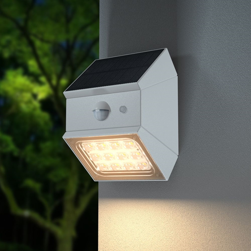 Solarny kinkiet LED z czujnikiem LED/2,5W/3,7V 3000/4000/6000K IP65 1200 mAh biały