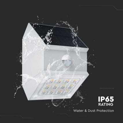 Solarny kinkiet LED z czujnikiem LED/2,5W/3,7V 3000/4000/6000K IP65 1200 mAh biały