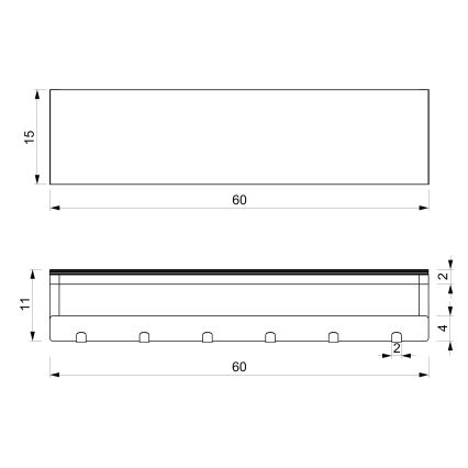 Ścienny wieszak na ręczniki z półką 10x60 cm białe