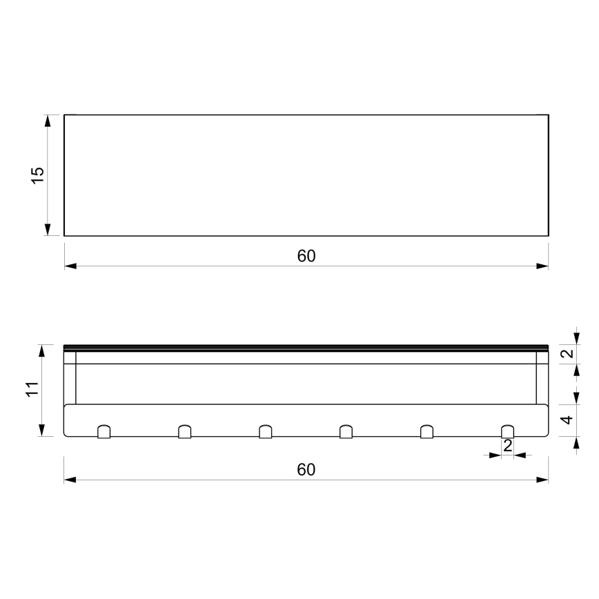 Ścienny wieszak na ręczniki z półką 10x60 cm czarne
