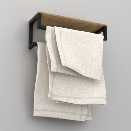 Ścienny wieszak na ręczniki z półką 14x40 cm czarne