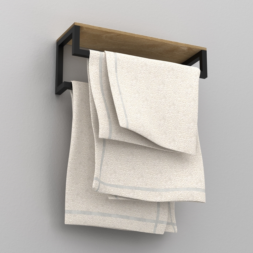 Ścienny wieszak na ręczniki z półką 14x40 cm czarne