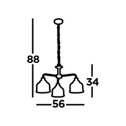 Searchlight - Żyrandol na łańcuchu BISTRO 3xE27/60W/230V mosiądz